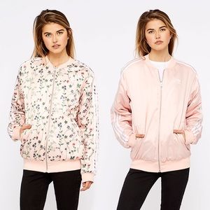Adidas Love Set Pink REVERSIBLE Floral Bomber Jacket